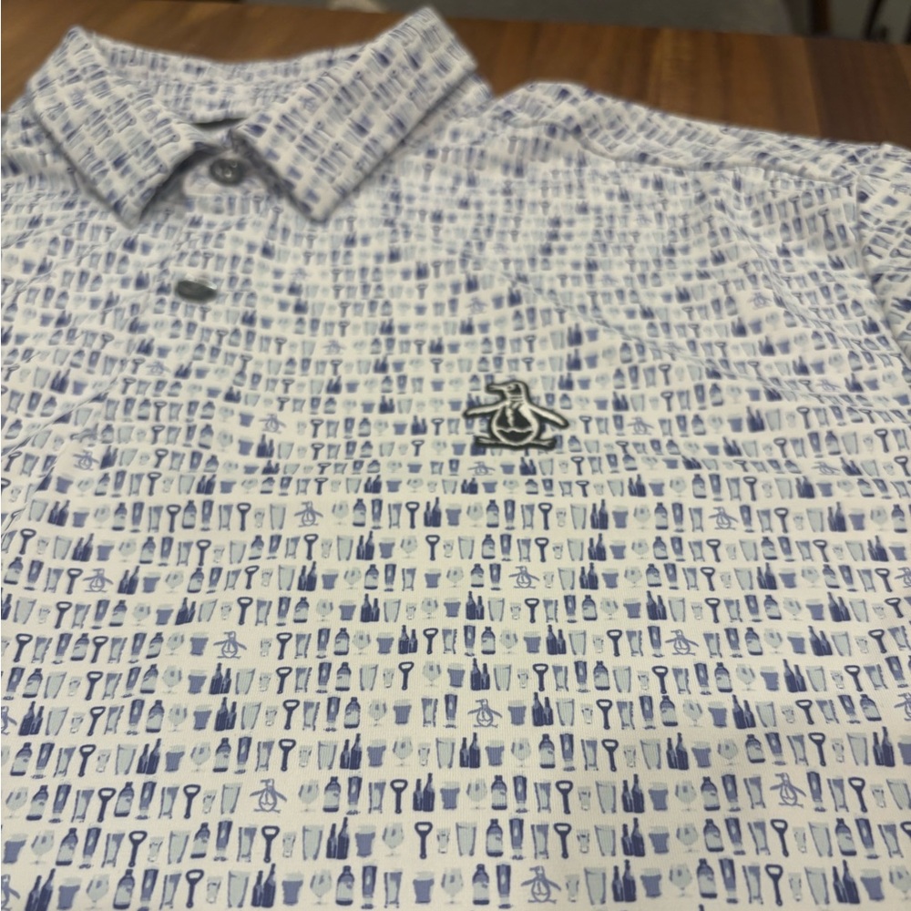 Original Penguin All-Over Barware Print Polo Shirt – Men’s Small